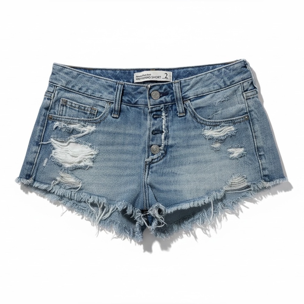 Abercrombie & Fitch Light Blue Distressed Denim Cutoff Shorts